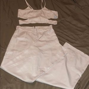 2 piece crop top with cut out sides and wide legs